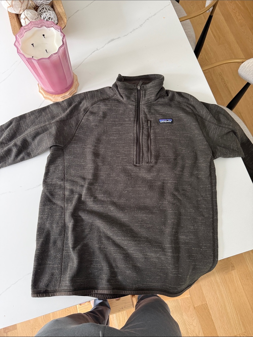 Patagonia Men's Charcoal Heather Half-Zip Fleece Pullover